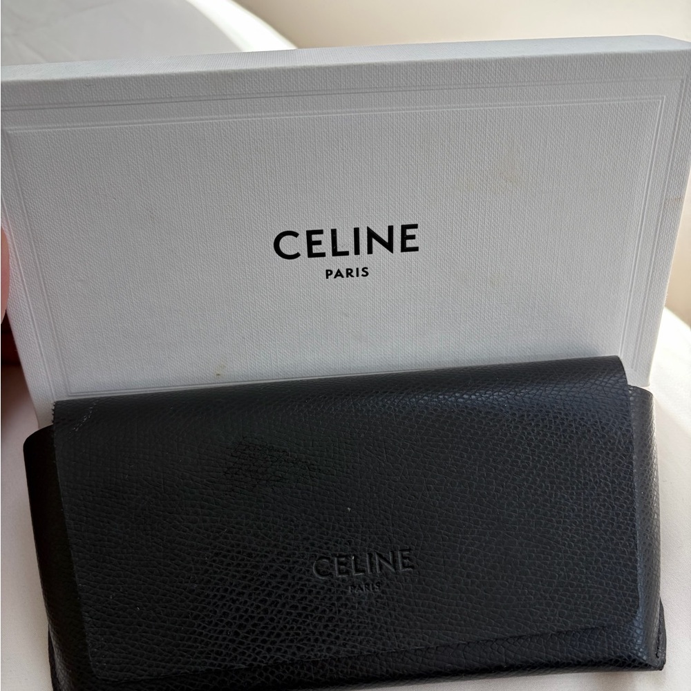 Celine Tortoiseshell Acetate Sunglasses with Gold Logo - Picture 3 of 3